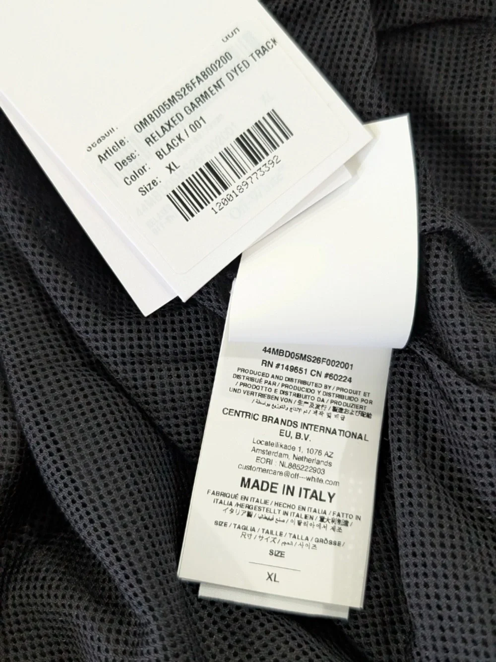 OFF-WHITE Offline Garment Dyed Gradient Track Jacket Size XL Black Mesh Lining